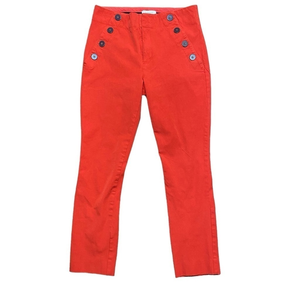 Anthropologie The Essential Slim Red Rouge Cropped Trousers Size 4